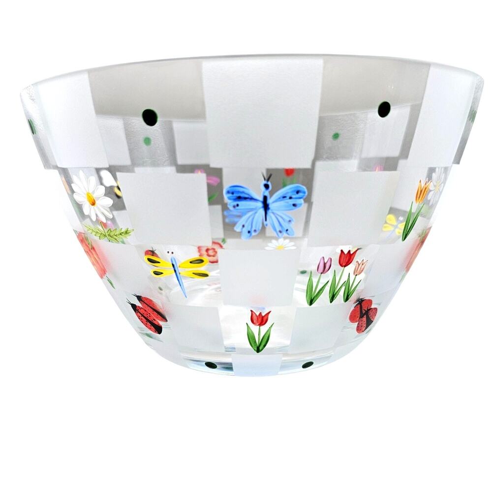 Lenox Natures Splendor Hand Painted Salad Bowl Floral Butterfly Romania NIB VTG